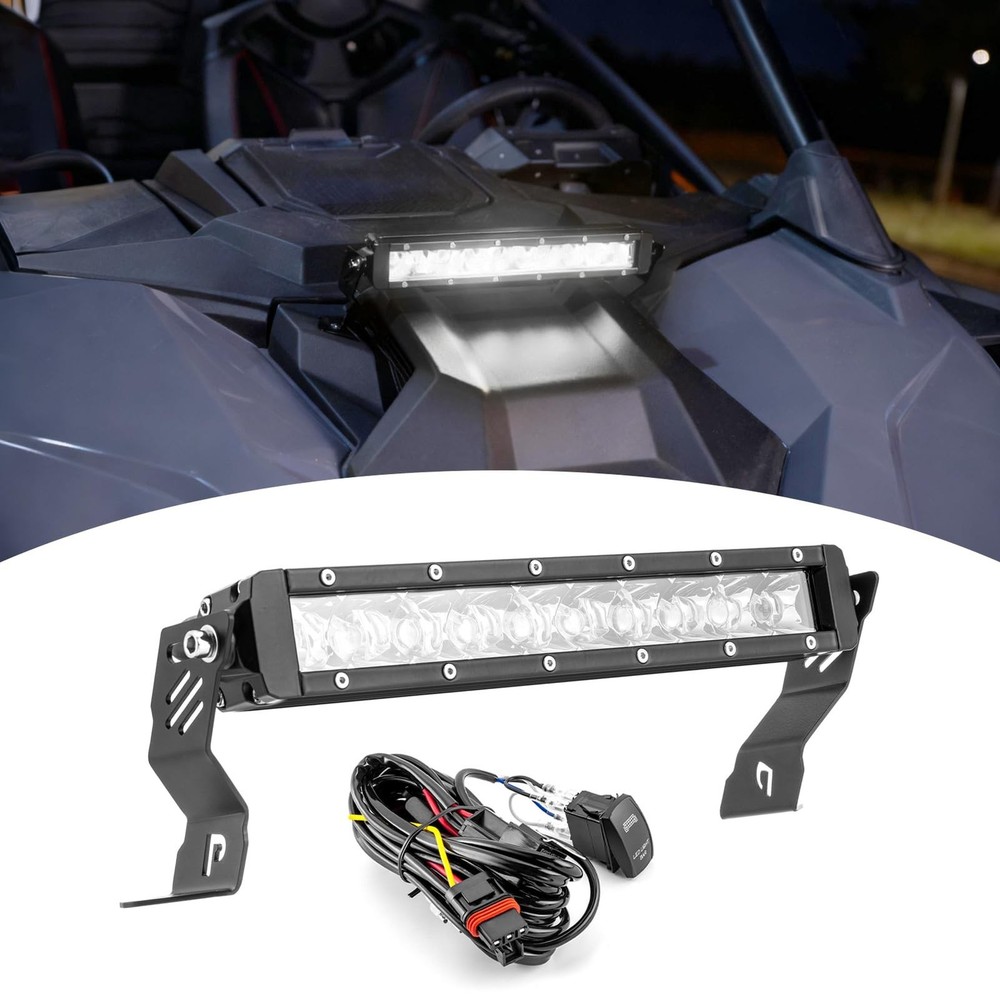 Wsays 12″ Straight LED Light Bar and Hood Light Bar Pod Light Mount Bracket w…