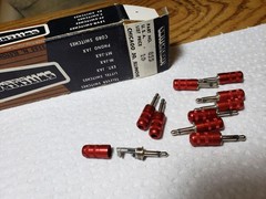 10 NOS 1972 SWITCHCRAFT 855 RED 0.101″ 2.5mm Male Mono Sub Mini Plug Solder Type