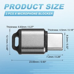 2 Pcs Microphone Blocker, USB Type C Audio Blocker, Dark Grey