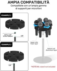 Multi Microphone Holder, Aluminum Multi Mic Holder Holds Up to 6 Mics, Wired …