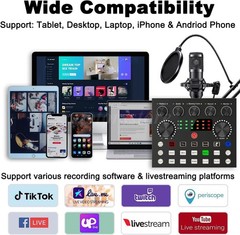 Home Studio Recording Kit Music Podcast Mixer Equipment Condenser Microphone Set