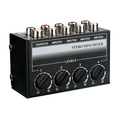 Mini Stereo 4 Channel Passive Mixer RCA Portable Audio Mixer 1 in 4 Out New