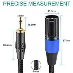 3.5mm to XLR Cable, XLR to 3.5mm Unbalanced Aux Micphone Cbale, 1/8 inch Mini