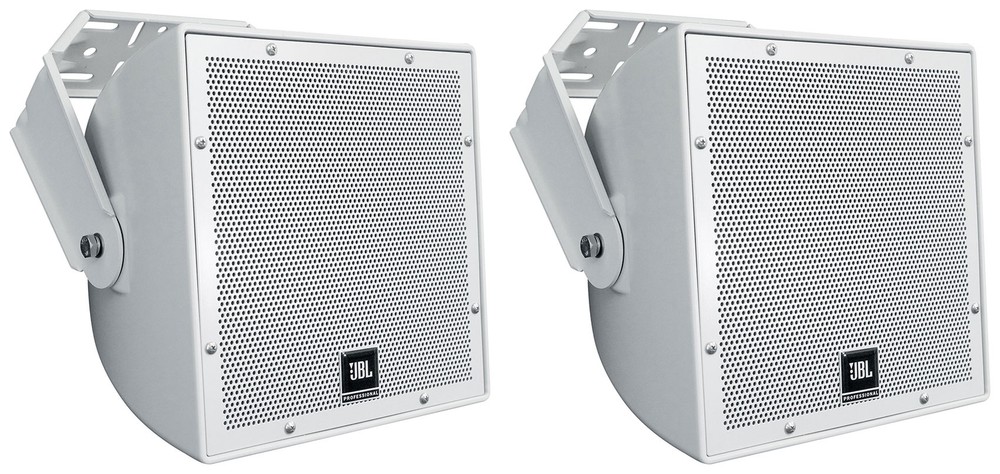 (2) JBL AWC82 8″ White Indoor/Outdoor 70V Surface Mount Commercial Speakers