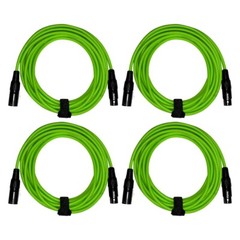 Professional 20′ Green XLR Male to XLR Female Microphone Speaker Cables 4 Pack