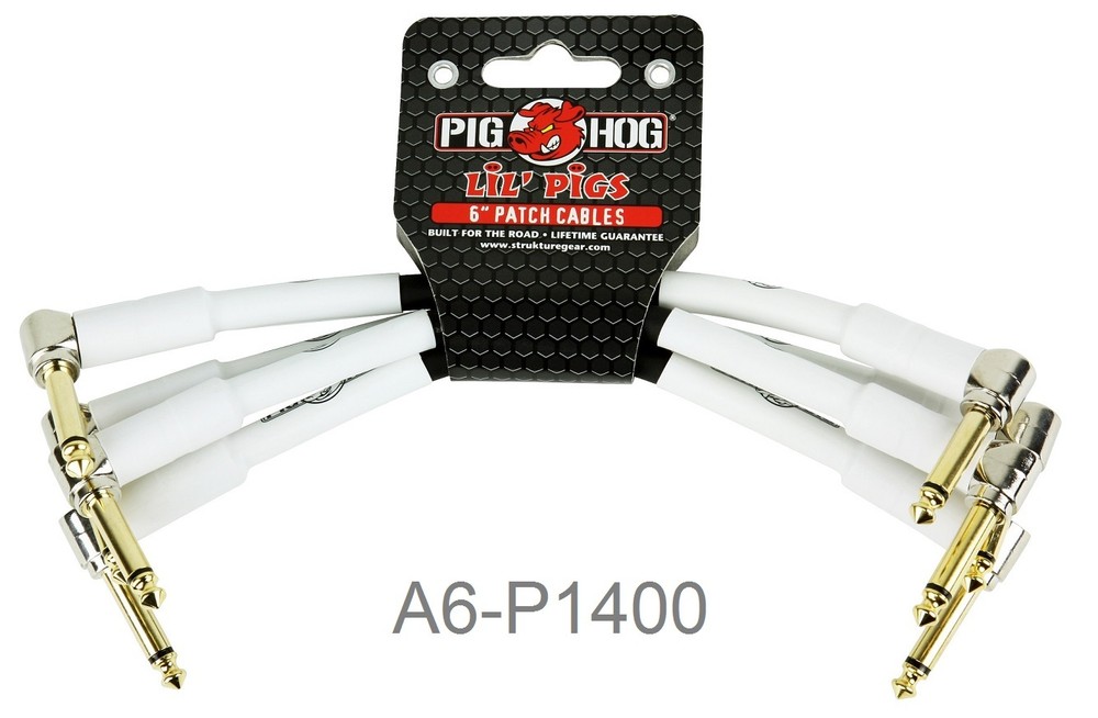 4-Pack Pig-Hog 6in 1/4″ 90-Degree Mono TS Male/Male, 8mm/OD, White, A6-P1400