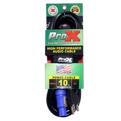 2 PowerCon Cables 14 AWG 10 ft High Performance A Blue to AC Edison 3 Prong Male