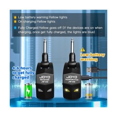 JOYO 2.4GHz Wireless Guitar System 4 Channels Rechargeable Audio Wireless Tra…