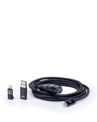 Sontronics XLR to USB-C Type Cable with Smartphone and USB-A Type Connectors.