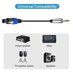 Speakon to 1/4″ Mono Speaker Cable 6.35mm TS Plug to Speakon Male Speaker Wire