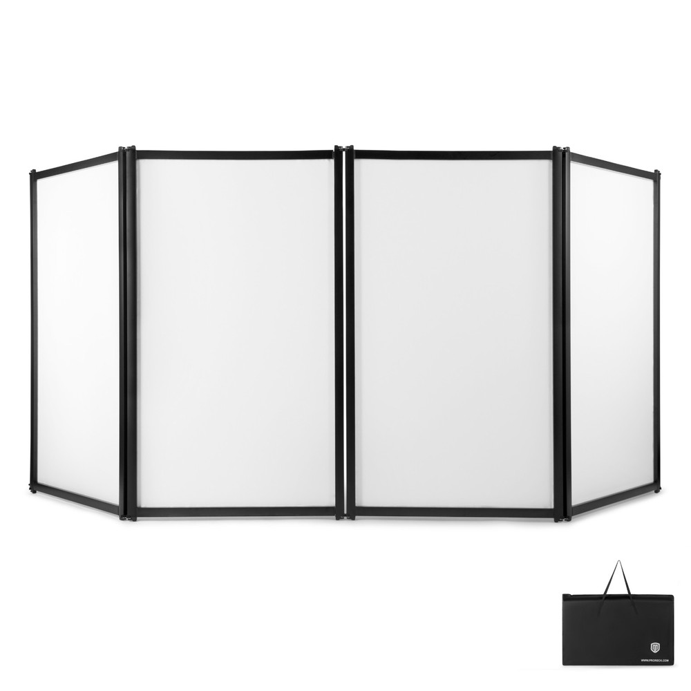PRORECK DJ Facade 4 Panel Foldable Event Booth Black Scrim Metal Frame with Bag