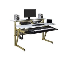 Musiea IM2 Tempered Glass Music Studio Desk Workstation with 2 x 4U Rack (Gray)
