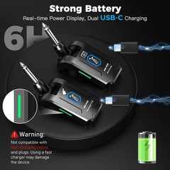 5.8GHz Wireless Guitar Transmitter Receiver 4 Channel Rechargeable Cordless G…