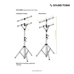 Sound Town DJ Lighting Stand, Height Adjustable, Holds 6 Cans, 9 Ft. (STLS-M09)