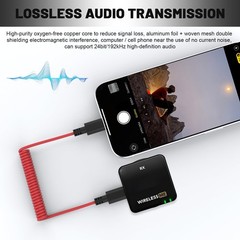 USB C Microphone Cable for Rode Wireless GO II, Hollyland Lark, iPhone, MacBook