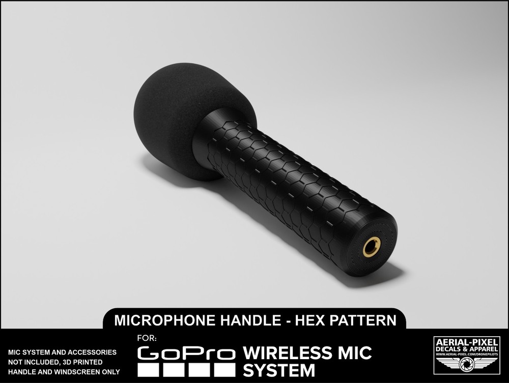 GoPro Wireless Mic Traditional Microphone Grip Interview Handle + Foam Wind Muff