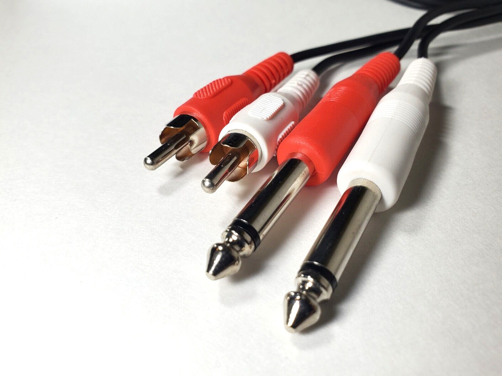 6ft Dual 1/4″ (6.35mm) TS Mono Male Plug to 2-RCA Male Plug Audio Cable