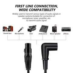 XLR Cable XLR Microphone Cable 3 Pins Right Angle Male to Female Balanced Cord