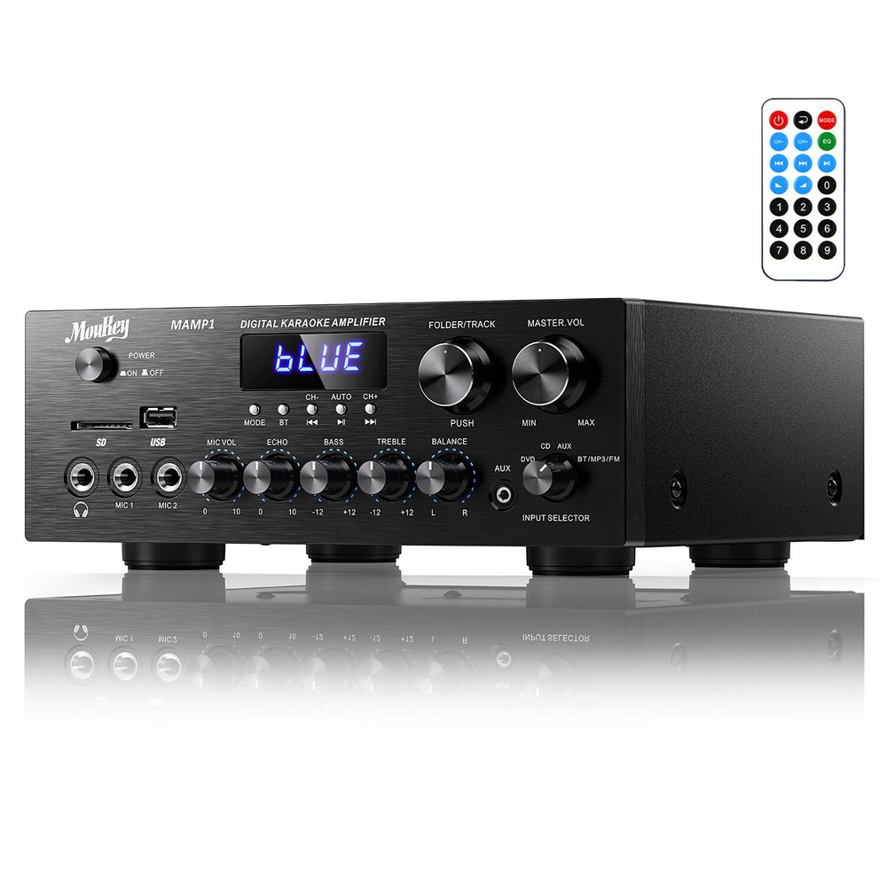Moukey MAMP1 400W Audio Power Amplifier 2 Channel Amp Stereo Receiver Bluetooth