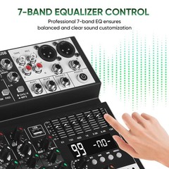 Audio Mixer 4 Channel Sound Mixer Console, Professional Music Mixing Board DJ…