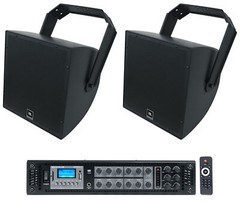 (2) JBL AWC129-BK 12″ Black Indoor/Outdoor Surface Mount Commercial Speakers+Amp