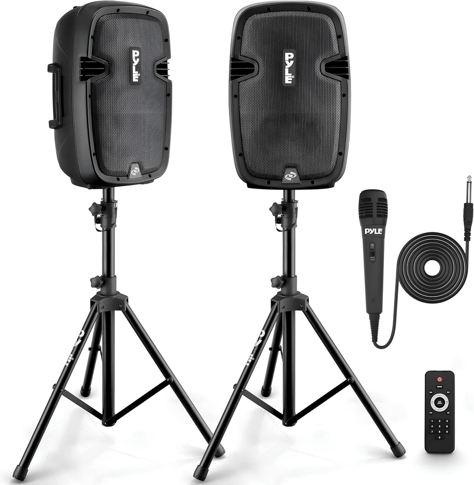Active + Passive PA Systems – Dual 8Inch 700 Watt Max Power Output Speaker with