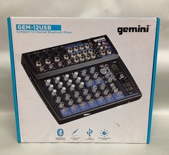 Gemini GEM-12USB 12 Channel Bluetooth Mixer w/USB 12 Ins/2 Bus/3 Band EQ,Effects
