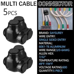 Pcs Insulated Multi Cable Connectors 2 Port Single Entry 5 3/0-6AWG Wire Range