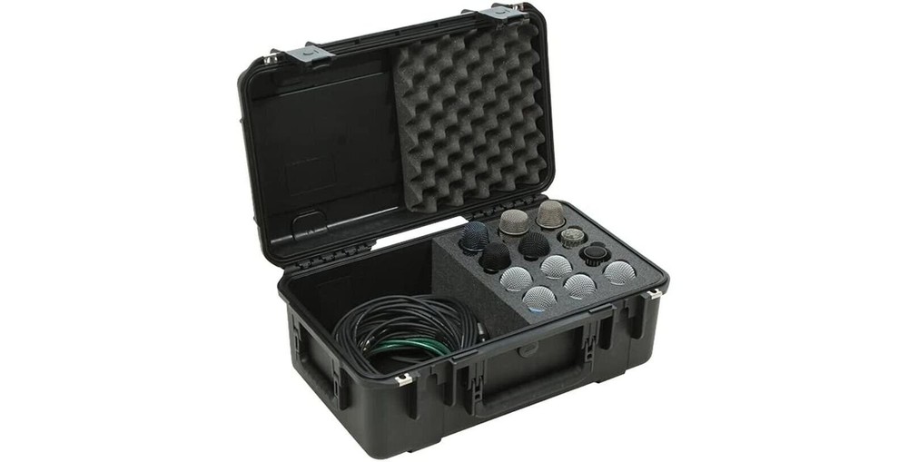 SKB Music iSeries Waterproof 12-Mic Case with Storage Compartment with PE Foa…