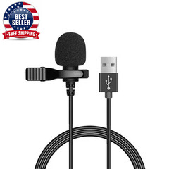 Portable 1.5M Lavalier Mini Microphone Condenser Clip-On Lapel Mic Wired Usb/3.5