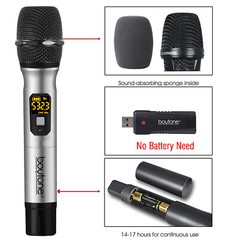 UHF Wireless Handheld Microphone, with adjustable 30 Frequency, Karaoke, Parties