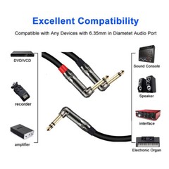 1/4 TRS Right Angle to (2)1/4 TS Right Angle Stereo to Mono Splitter Y Cable