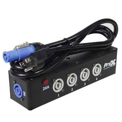 2 Prox PowerCon A Blue Pass thur Splitter Box w/ 4 PowerCon Gray B Out