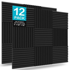 12 Pack 12x12x1 Inch Self Adhesive Acoustic Panels Soundproof Foam Panels
