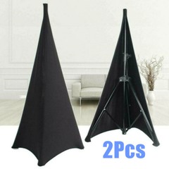 2pcs Speaker Stand Cover Tripod Spandex Fabric Stretch Cover Double Sided Black