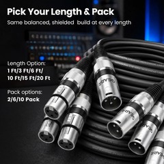 XLR Cables 50 ft OFC, XLR Male to Female Microphone Cable, XLR Cable Low Nois…