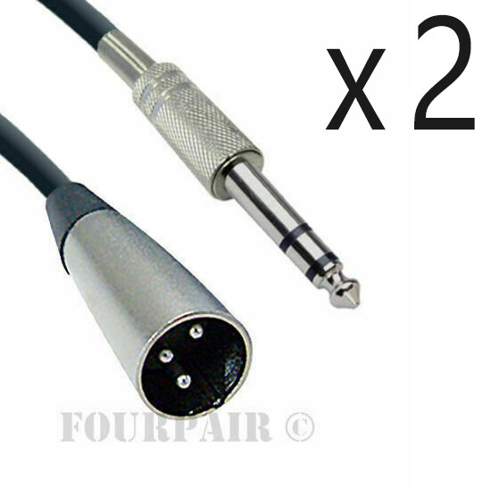 2 Pack – 50ft XLR 3-Pin Male to 1/4″ Stereo TRS Shielded Microphone Mic Cable