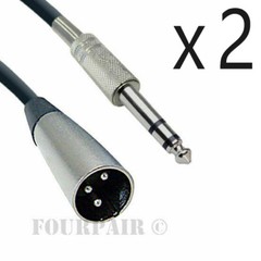 2 Pack – 50ft XLR 3-Pin Male to 1/4″ Stereo TRS Shielded Microphone Mic Cable