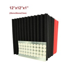 12-24-48-96PCS Black Red Acoustic Foam Panel Wedge Studio SoundAbsorb Wall Tiles