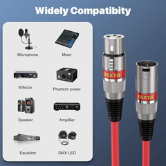 6 Pack XLR Microphone Cables 3ft 3 Pin Male to Female Balanced Audio Mixer Speak
