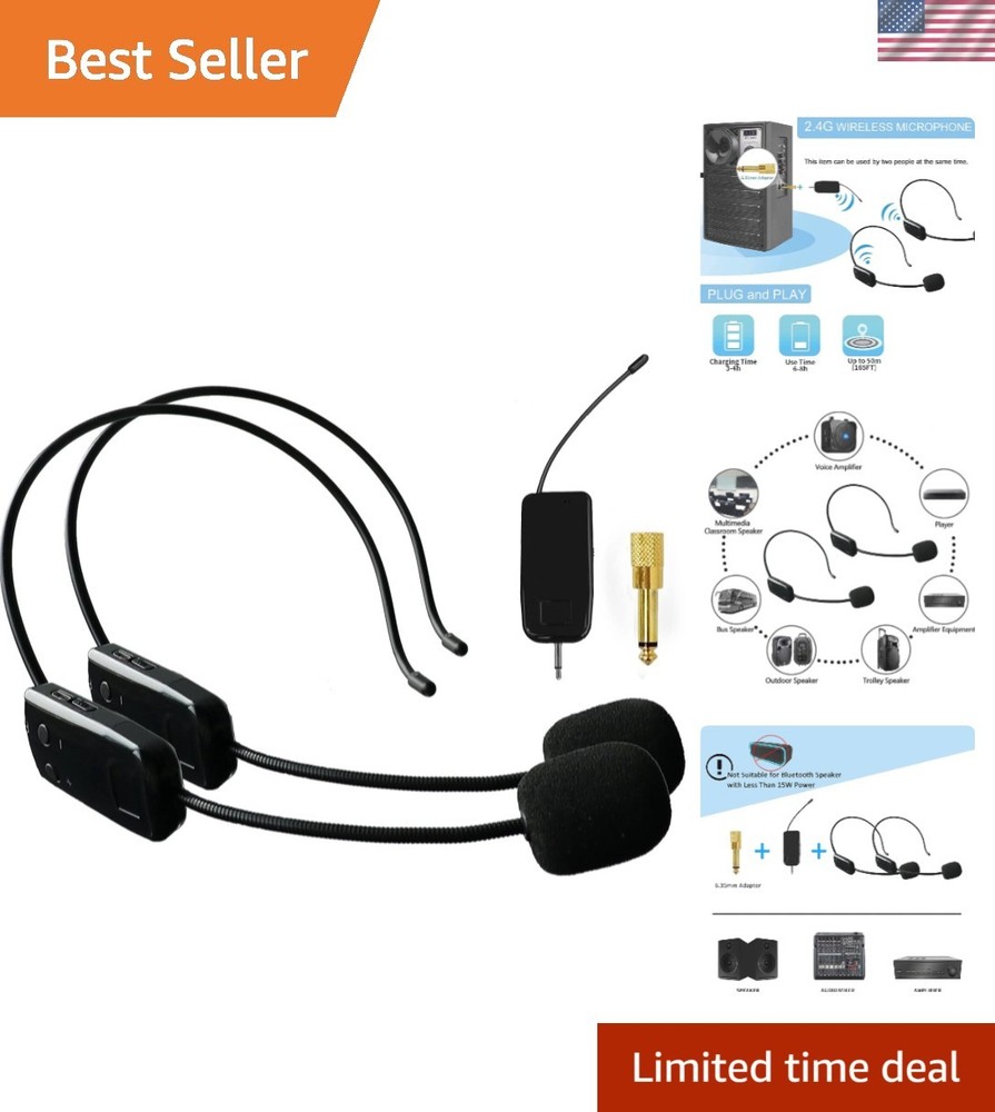 Wireless Microphone System for 2 People, 2.4G Dual Wireless Headset Mics Idea…