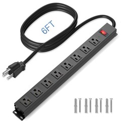 8 Outlet Power Strip Surge Protector, 6 Feet Metal Power Strip Heavy Duty wit…