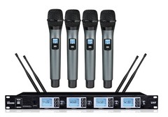 UHF Church Wireless Microphone System 4 Vocal Handheld Mic Set US FCC Compliance