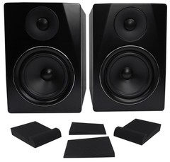 Pair Rockville APM6B 6.5″ 2-Way 350W Powered USB Studio Monitor Speakers+Pads