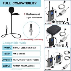 HOTEC Replacement Lapel Microphone with 3.5mm Locking Screw Small, Black