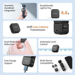 VRIG MC-02 Wireless Microphone Kit (2 TX + 1 RX + Charging Case) for DJI Osmo…