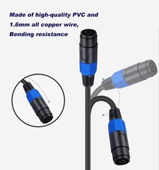 Speakon to XLR Speaker Cable, 3 Pin Male Audio Adapter for DJ/PA Speaker Cord wi