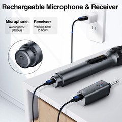 LEKATO Wireless Dynamic Microphone Set Metal MIC Rechargeable 2.4GHz 100ft K380S