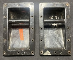 (2) Two Black Metal Recessed Bar Speaker Cabinet Handles – Large – Preowned