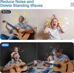 48 Pack Acoustic Panels, 1″ X 12″ X 12″ Quick-Recovery Sound Proof Foam Panels,